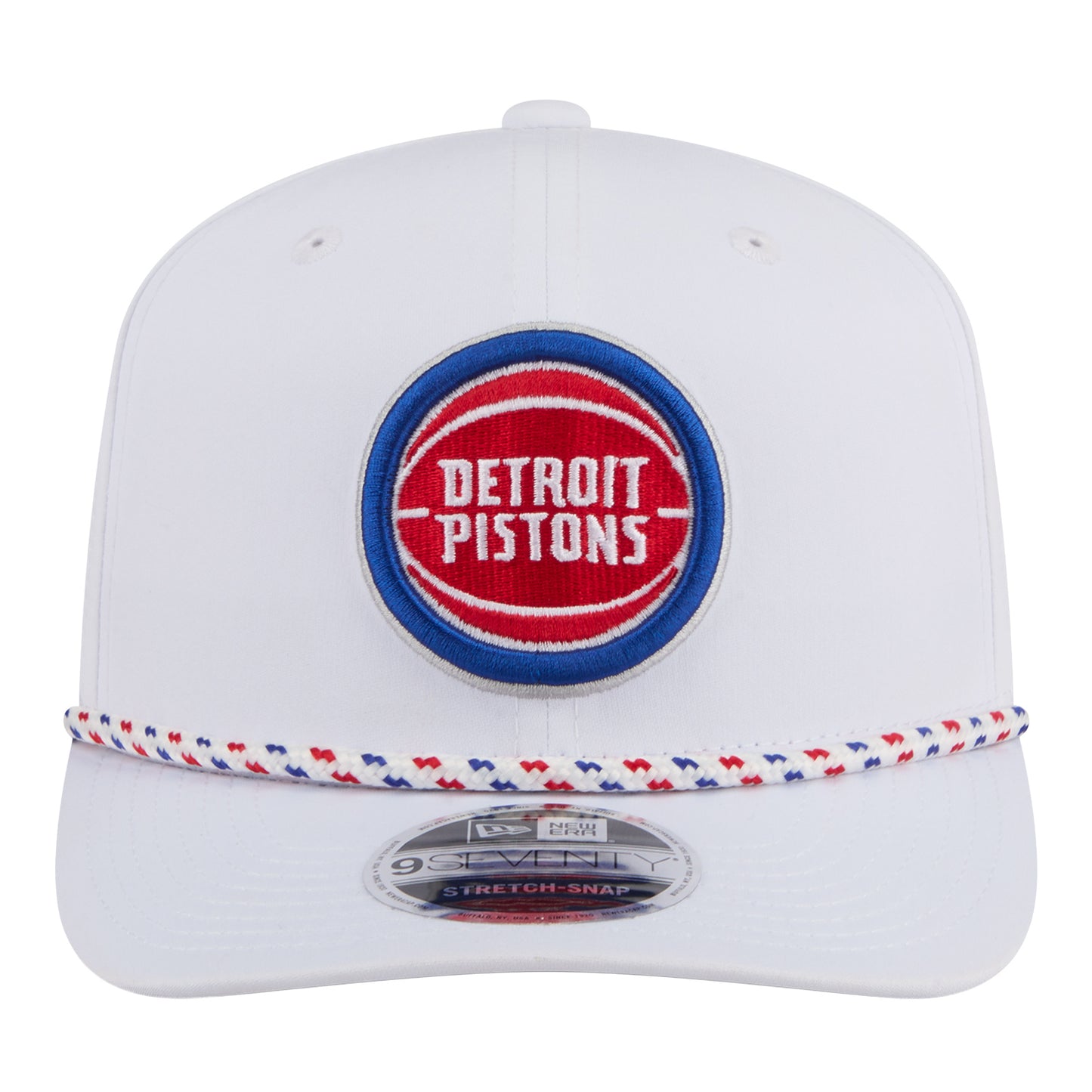 Detroit Pistons New Era Sport Rope 970SS Snapback in White - Front View