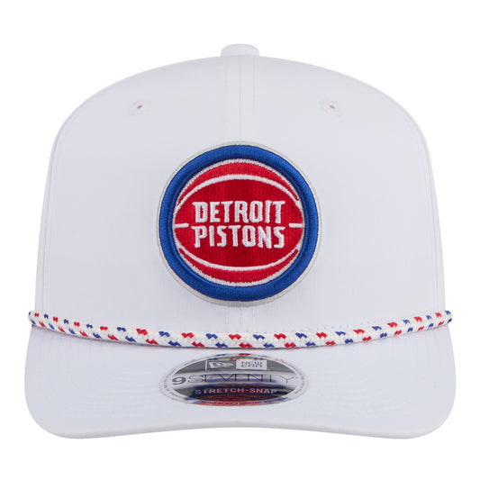 Detroit Pistons New Era Sport Rope 970SS Snapback in White - Front View
