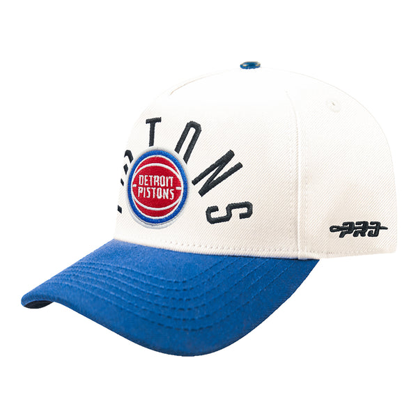 Detroit Pistons Pro Standard Modern Originals Snapback in White and Blue - Front Left View