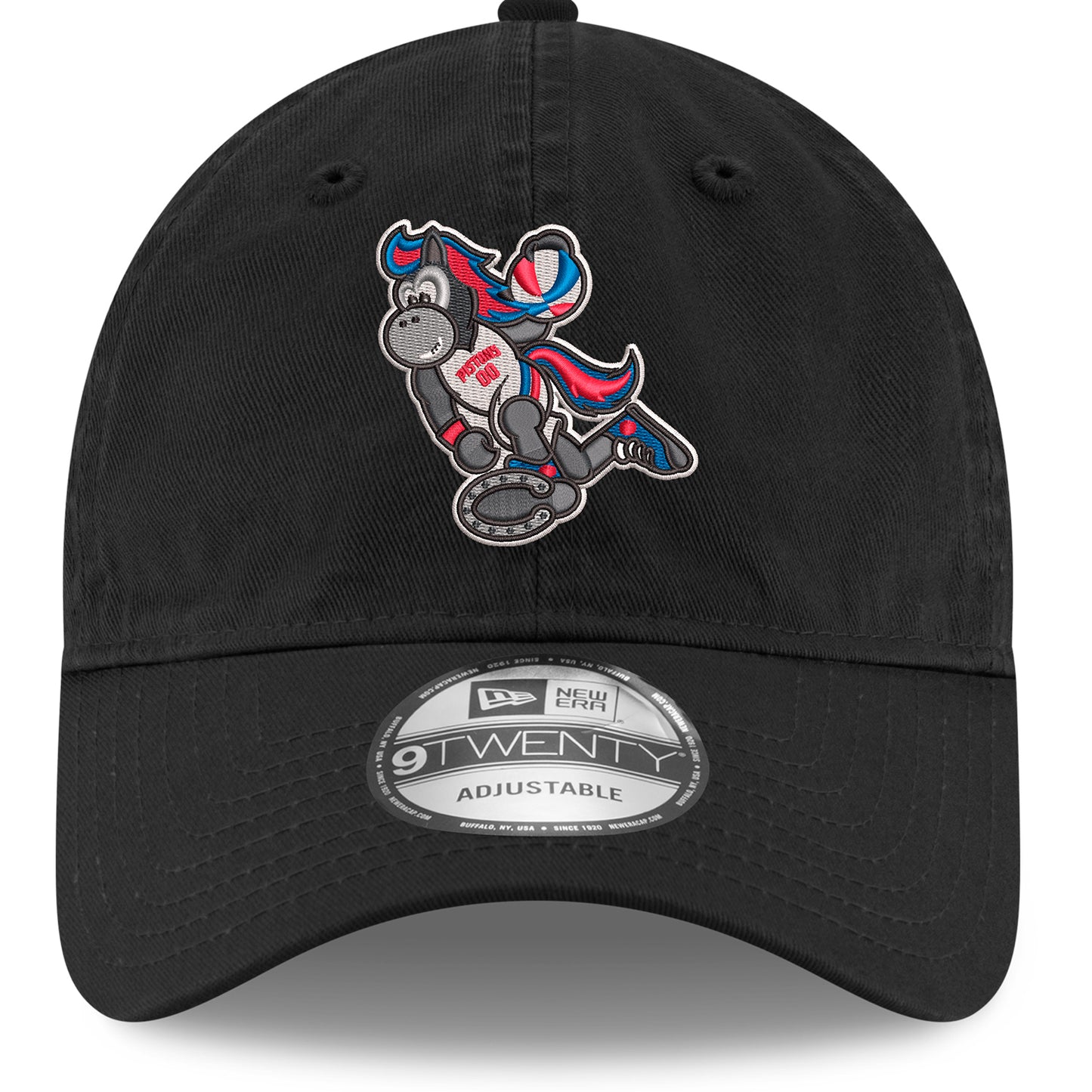 Detroit Pistons New Era Hooper 920 Adjustable Hat in Black - Front View