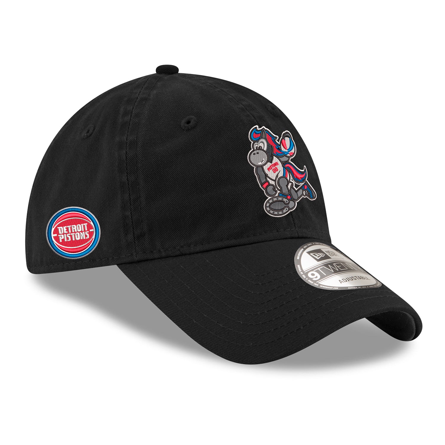 Detroit Pistons New Era Hooper 920 Adjustable Hat in black - Front Right View