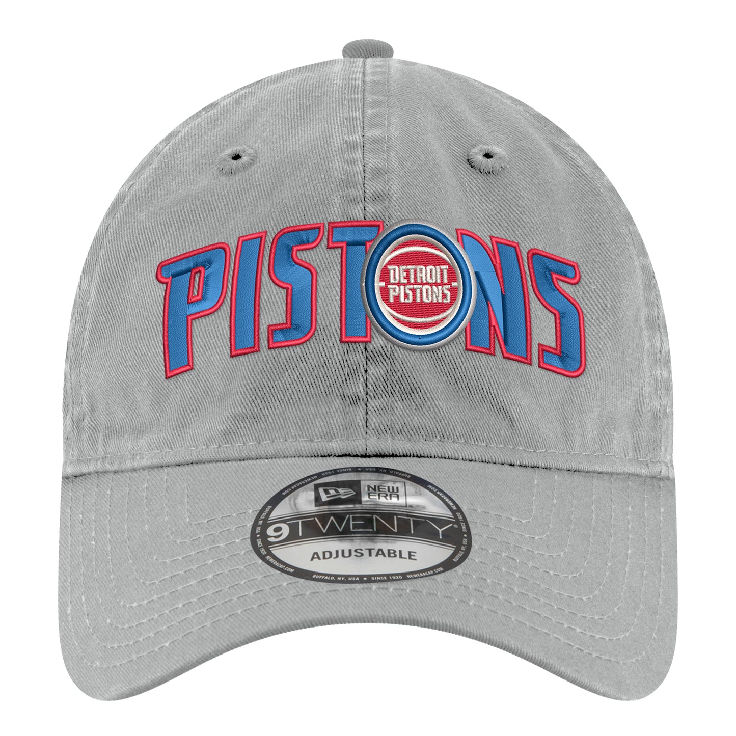 Detroit Pistons New Era 920 Wordmark Adjustable Hat in Grey - Front View
