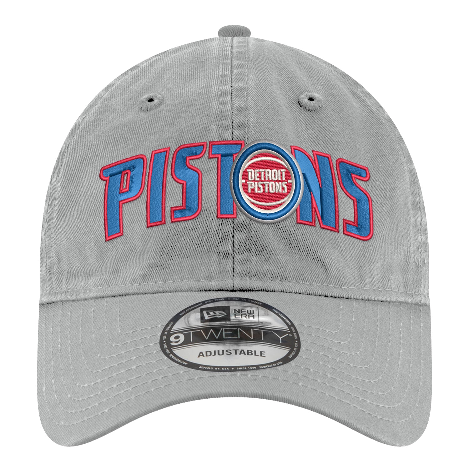 Detroit Pistons New Era 920 Wordmark Adjustable Hat in Grey - Front View