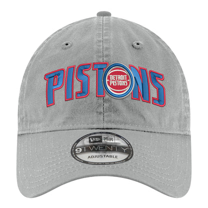Detroit Pistons New Era 920 Wordmark Adjustable Hat in Grey - Front View