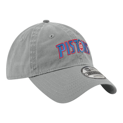 Detroit Pistons New Era 920 Wordmark Adjustable Hat in Grey - Front Right View 