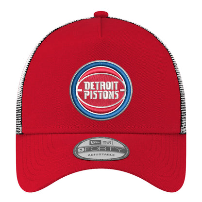Detroit Pistons New Era 940AF Trucker Snapback in Red - Front View
