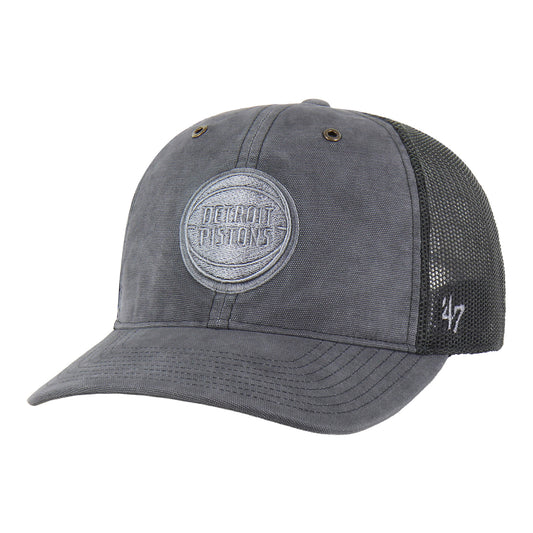Detroit Pistons 47 Brand x Carhartt Washed Hitch Hat in Grey - Front Left  View