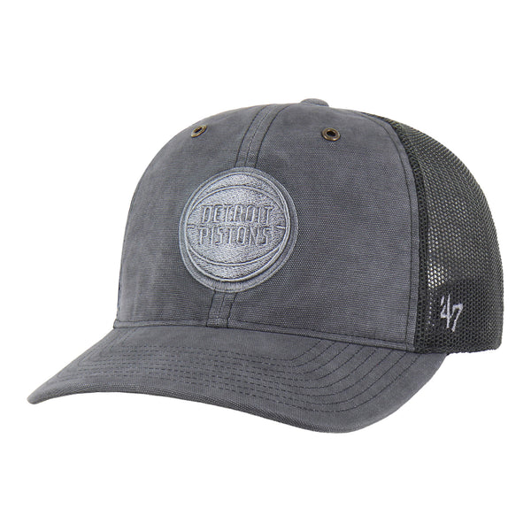 Detroit Pistons 47 Brand x Carhartt Washed Hitch Hat in Grey - Front Left  View