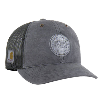 Detroit Pistons 47 Brand x Carhartt Washed Hitch Hat in Grey - Front Right View