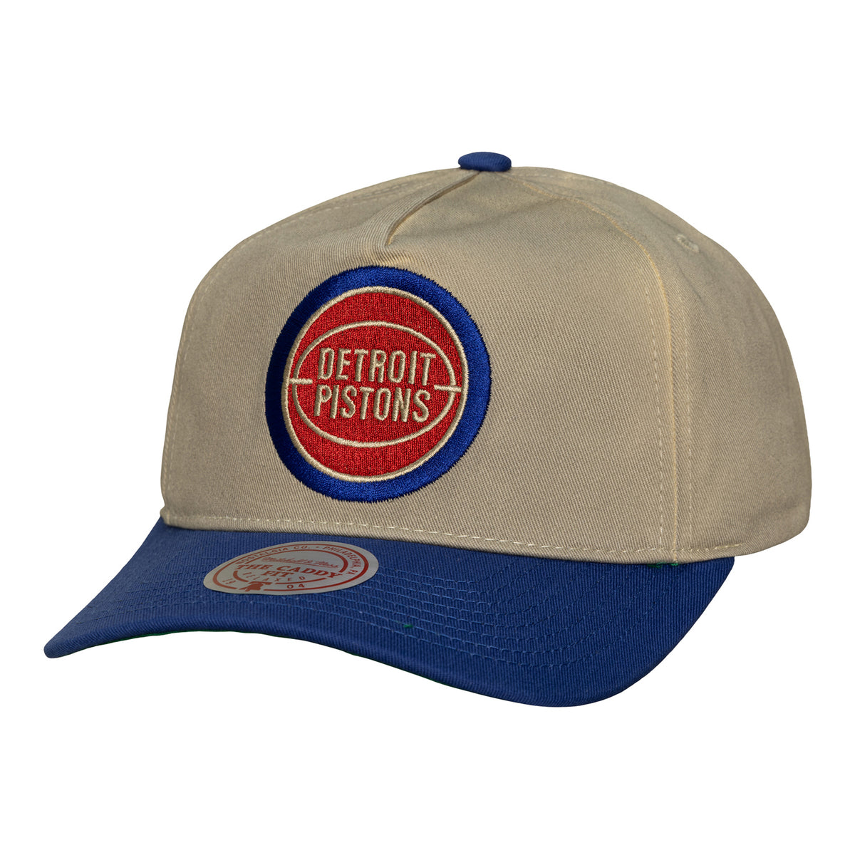 Detroit Pistons Mitchell & Ness Retro Roots Two Tone Snapback in White - Front Left View