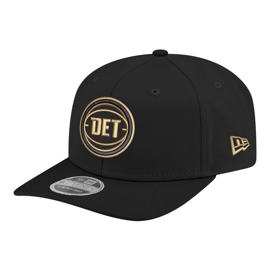 Detroit Pistons New Era Black & Gold 970ss Snapback in Black - Front Left View