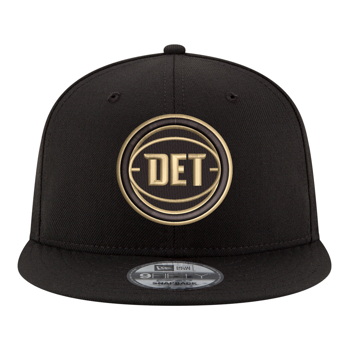 Detroit Pistons New Era Black & Gold 950 Snapback in Black - Front View