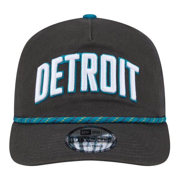 2025-26 City Edition Detroit Pistons New Era Golfer Snapback in Black - Front View