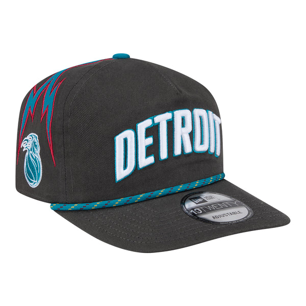 2025-26 City Edition Detroit Pistons New Era Golfer Snapback in Black - Front Right View
