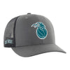 2025-26 City Edition Detroit Pistons 47 Brand Trucker Hat in Black - Front Right View