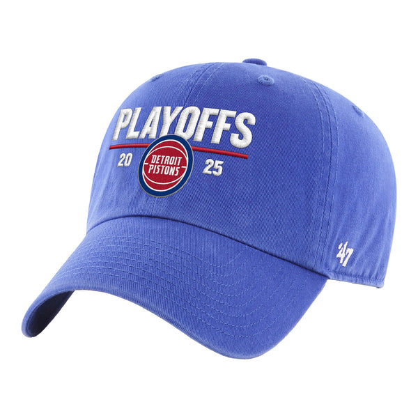 Pistons 2025 Playoffs 47 Brand Clean Up Adjustable Hat in Blue - Front View