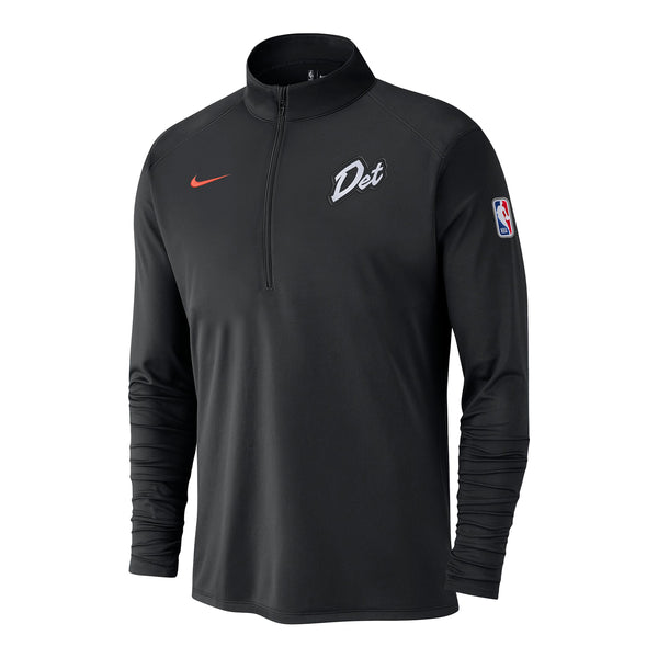 2024-25 DETROIT PISTONS CITY EDITION NIKE 1/2 ZIP JACKET IN BLACK - FRONT VIEW