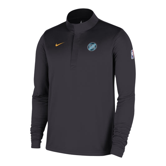 2025-26 City Edition Detroit Pistons Nike Authentic 1/4 Zip Jacket in Black - Front View