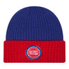 Detroit Pistons New Era Primary Waffle Knit In Blue & Red - Front View