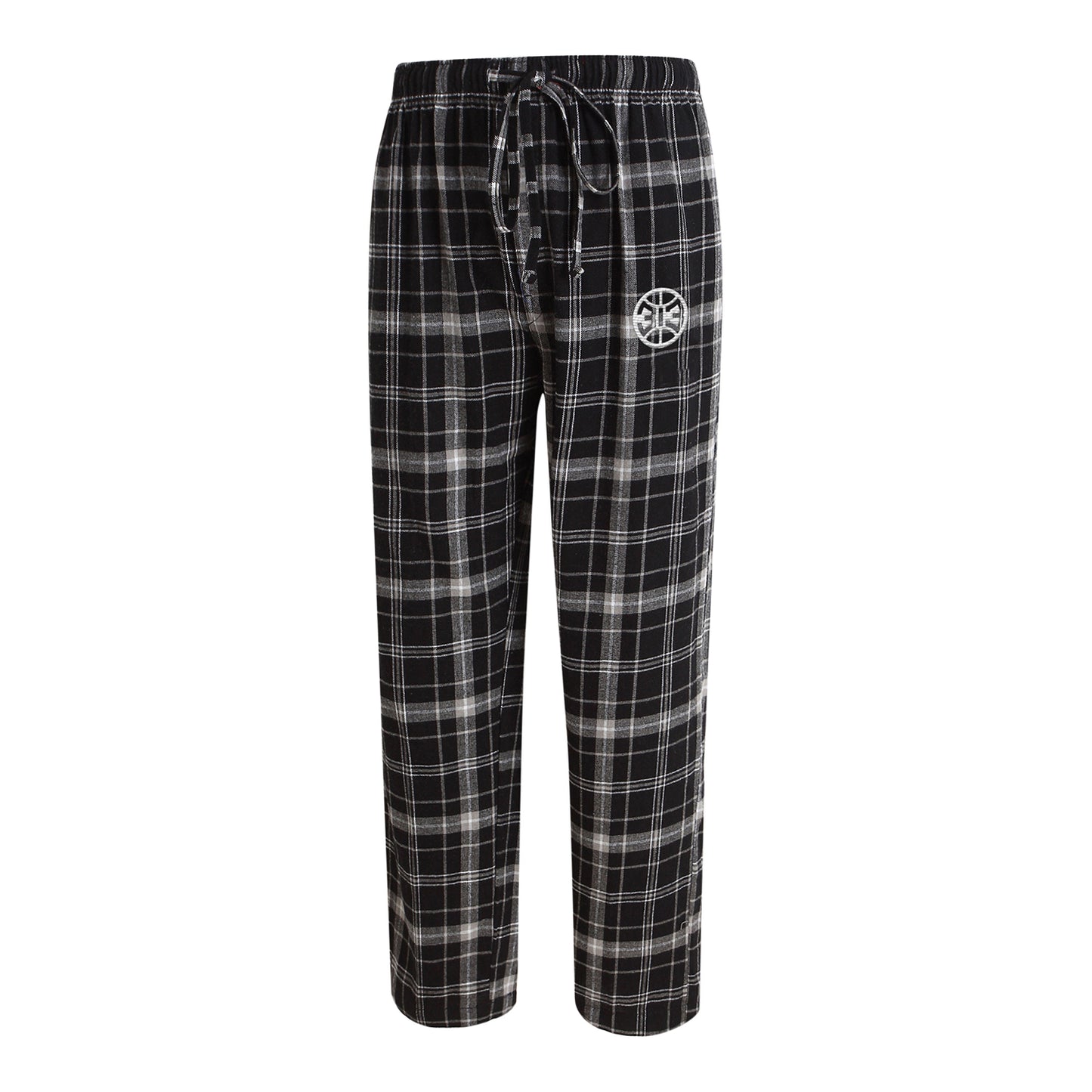 Detroit Pistons Black & Grey Flannel Pants in Black - Front View