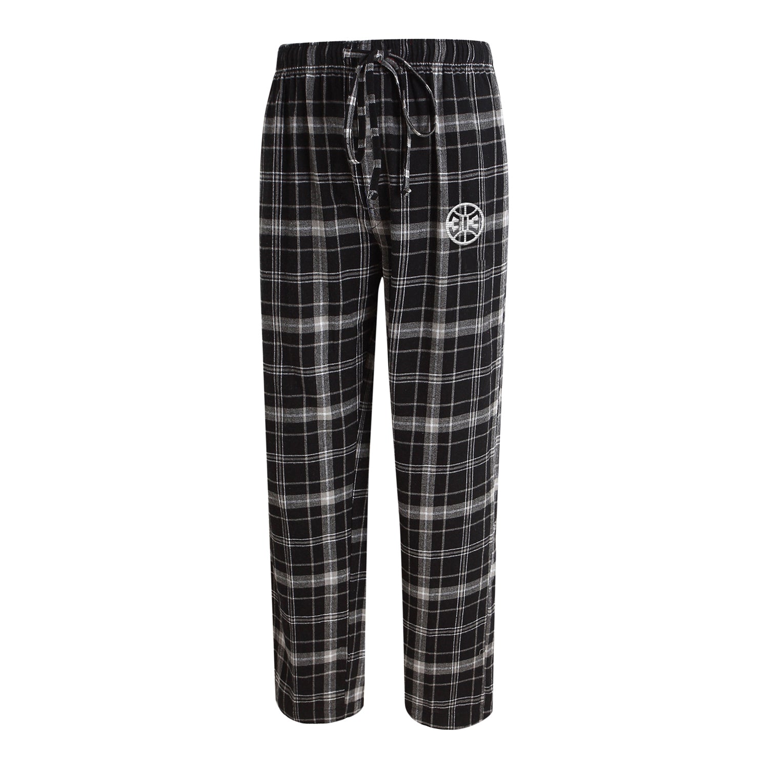 Detroit Pistons Black & Grey Flannel Pants in Black - Front View
