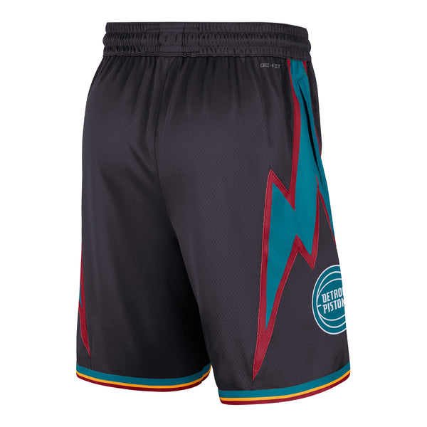 2025-26 City Edition Detroit Pistons Nike Swingman Shorts in Black - Back View
