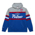Detroit Pistons Mitchell & Ness Head Coach Hoodie in Grey, Blue, and Red - Front View