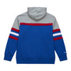 Detroit Pistons Mitchell & Ness Head Coach Hoodie in Grey, Blue, and Red - Back View