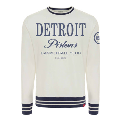 Detroit Pistons Sportiqe Ellington Wilson Script Crewneck Sweatshirt in White - Front View