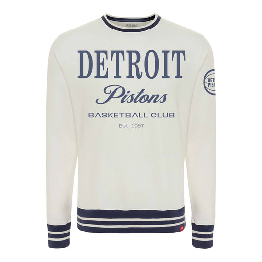Detroit Pistons Sportiqe Ellington Wilson Script Crewneck Sweatshirt in White - Front View