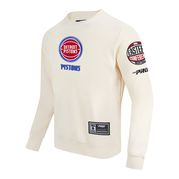 Detroit Pistons Pro Standard Modern Originals Crewneck Sweatshirt in White - Front Left View