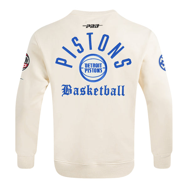 Detroit Pistons Pro Standard Modern Originals Crewneck Sweatshirt in White - Back View
