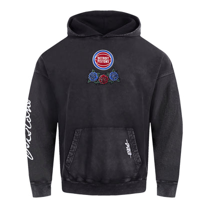 Detroit Pistons Pro Standard Fire And Roses Hooded Sweatshirt in Black - Front View