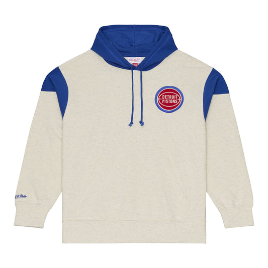 Detroit Pistons Mitchell & Ness Retro Roots Hoodie in Grey - Front View