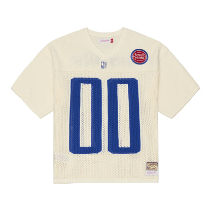 Detroit Pistons Mitchell & Ness Retro Roots Sweater in White - Front View