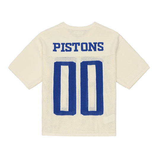 Detroit Pistons Mitchell & Ness Retro Roots Sweater in White - Back View