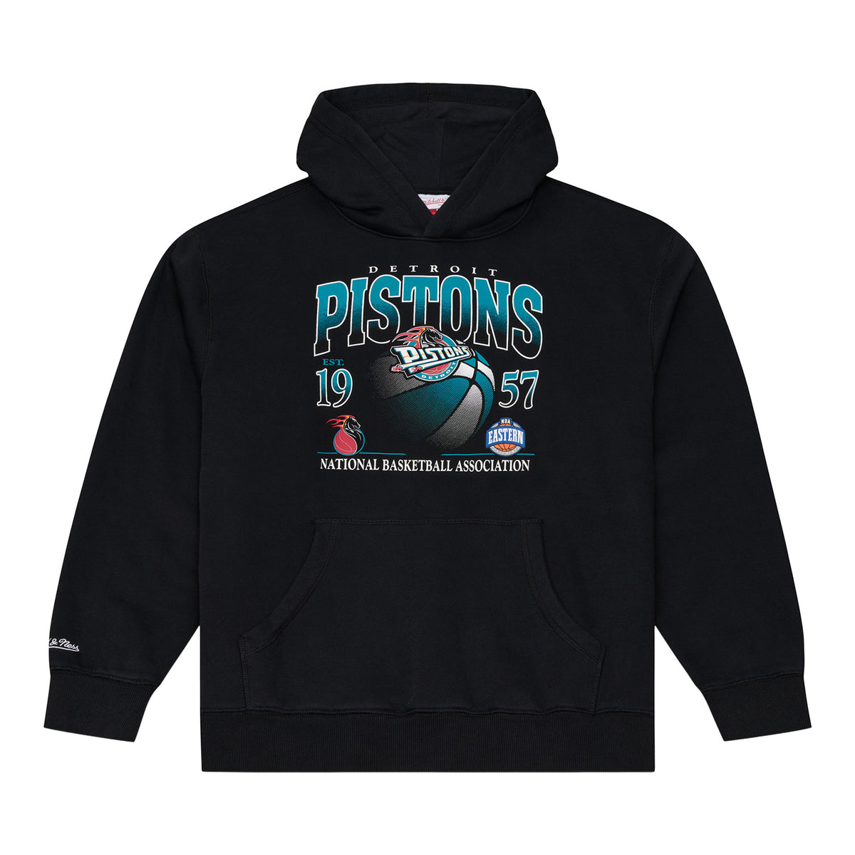 Detroit Pistons Mitchell & Ness HWC Street Hoodie in Black - Front View