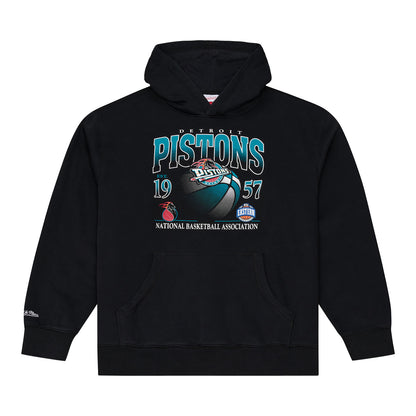 Detroit Pistons Mitchell & Ness HWC Street Hoodie in Black - Front View