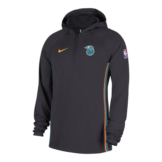 2025-26 City Edition Detroit Pistons Nike Authentic 1/4 Zip Hoodie in Black - Front View