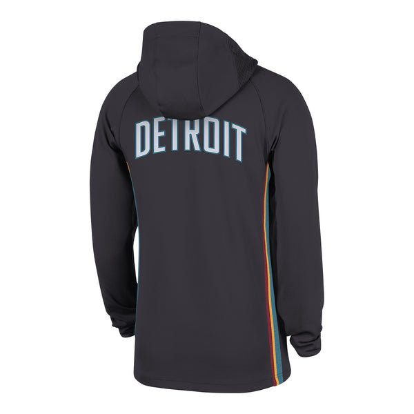 2025-26 City Edition Detroit Pistons Nike Authentic 1/4 Zip Hoodie in Black - Back View