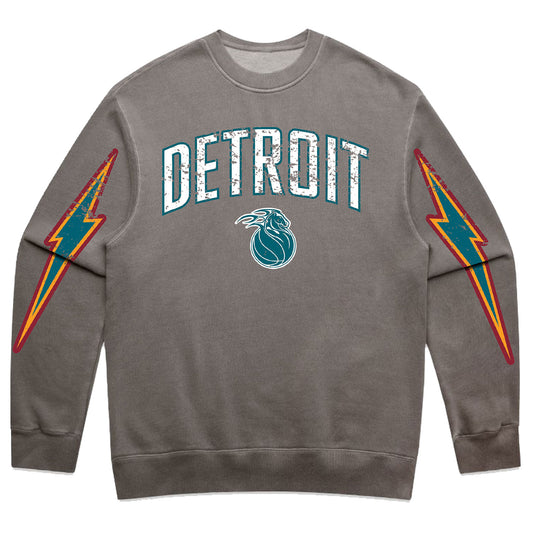 2025-26 City Edition Detroit Pistons Bolts Crewneck In Grey - Front View