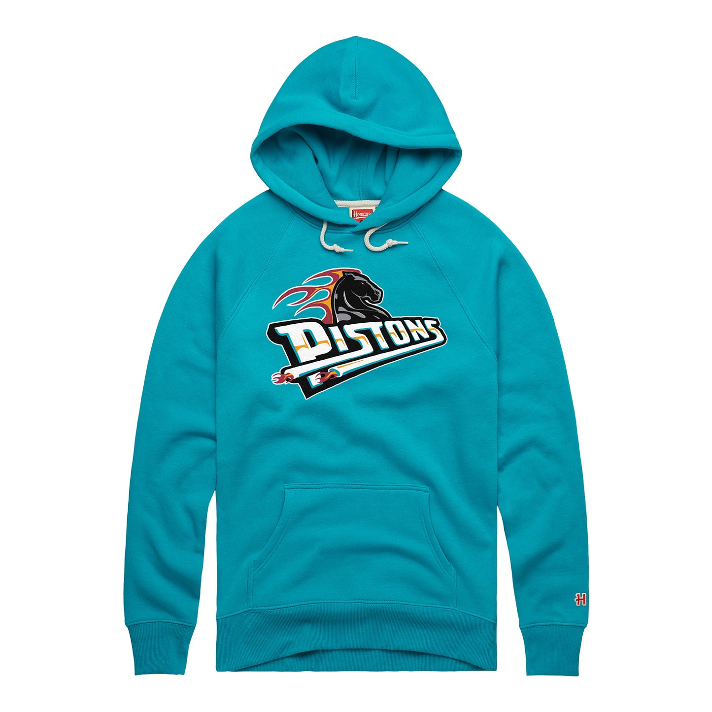 Detroit Pistons Homage Hardwood Classics Hoodie in Teal - Front view