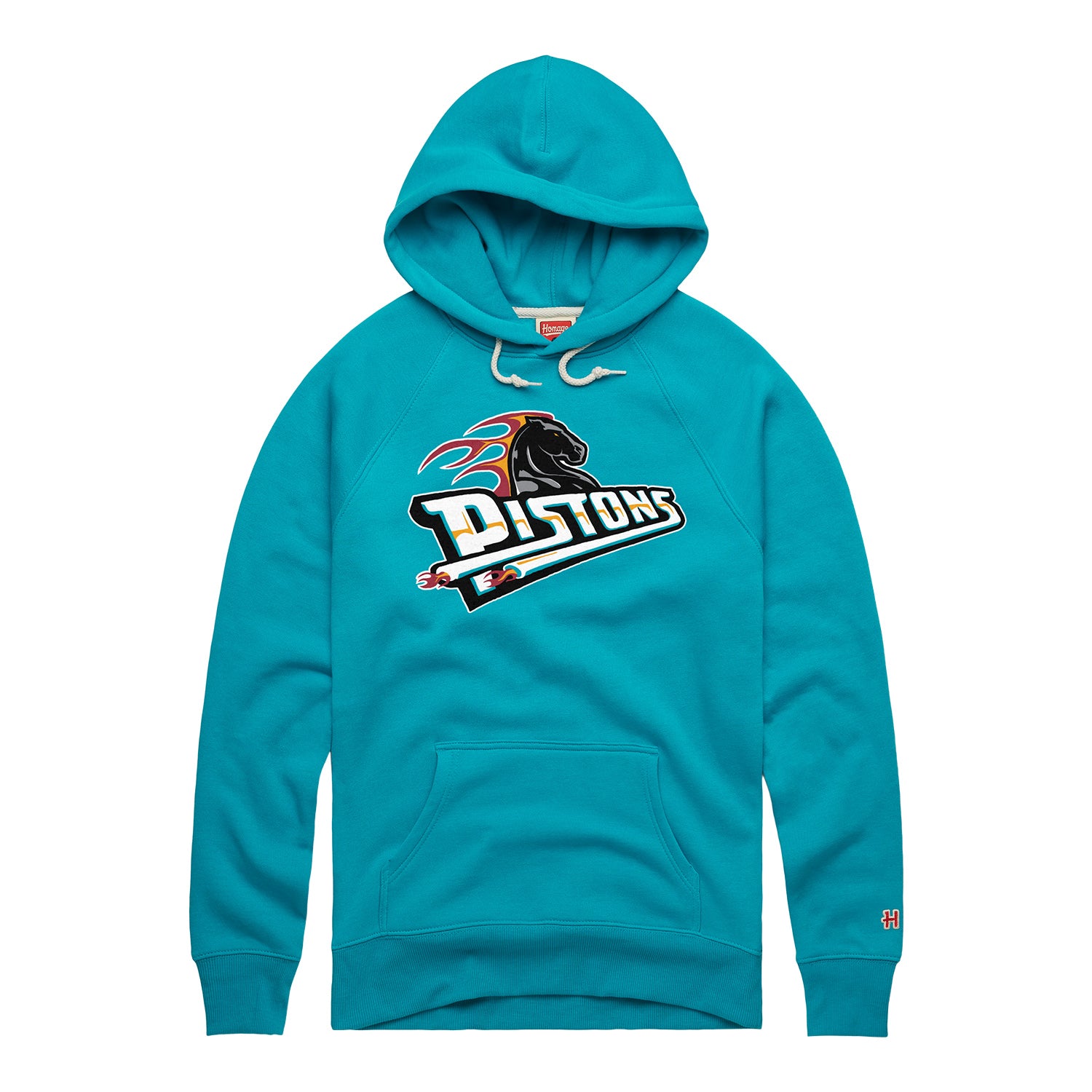 Detroit Pistons Homage Hardwood Classics Hoodie in Teal - Front view