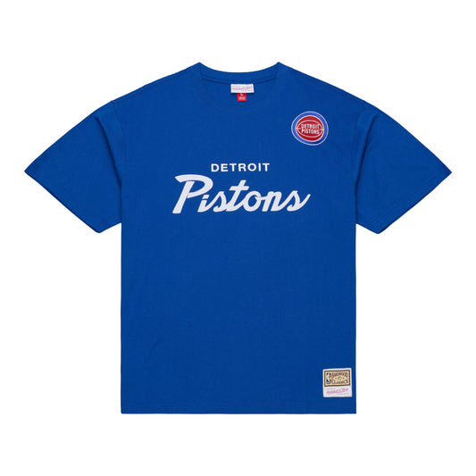 Detroit Pistons Mitchell & Ness Head Coach T-Shirt in Blue - Front View