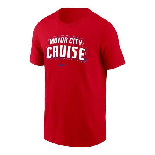 Motor City Cruise Nike Stacked T-Shirt in Red - Front View