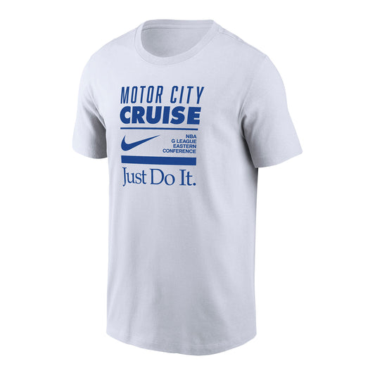 Motor City Cruise Nike Globe Dri-Fit T-Shirt in White - Front View