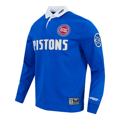 Detroit Pistons Pro Standard Modern Originals Rugby T-Shirt in Blue - Front Left View