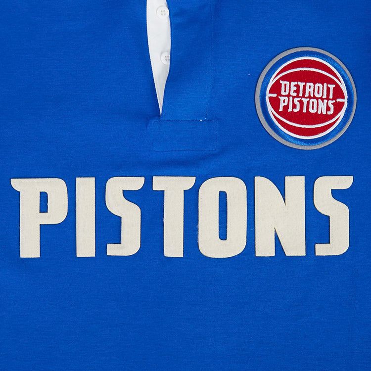 Detroit Pistons Pro Standard Modern Originals Rugby T-Shirt in Blue - Chest View