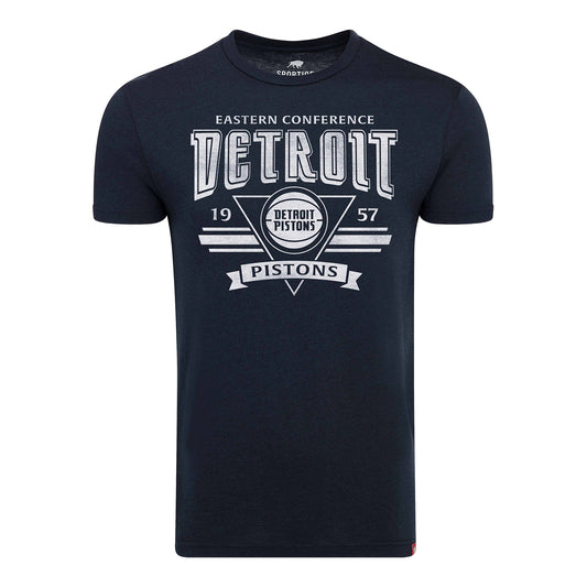 Detroit Pistons Sportiqe Comfy Retro T-Shirt in Blue - Front View