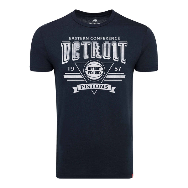 Detroit Pistons Sportiqe Comfy Retro T-Shirt in Blue - Front View